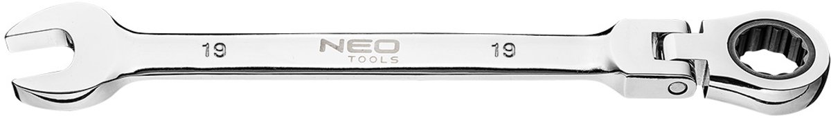 NEO 09-061 Serie - Ringsteeksleutel met Knokkel - 19x250 mm - 72-Tands Ratelsleutel - Chroom-Vanadiumstaal
