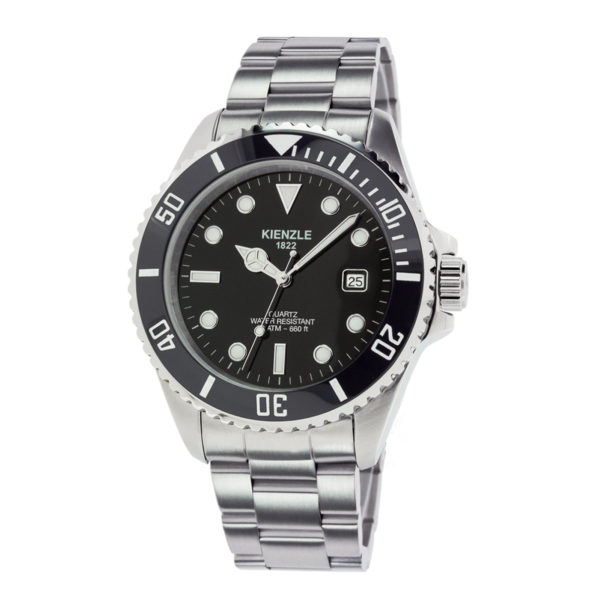 KIENZLE Horloge - Taucher - Quarz KG410A - Waterdicht tot 20 ATM - Wijzerplaat Mat Zwart