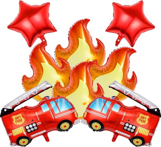 Feestelijke Brandweerballonnen voor Kinderverjaardag - 8 Stuks, Versiering voor Jongens, Brandweer Thema Decoratie, Verjaardagsfeest Decoratie