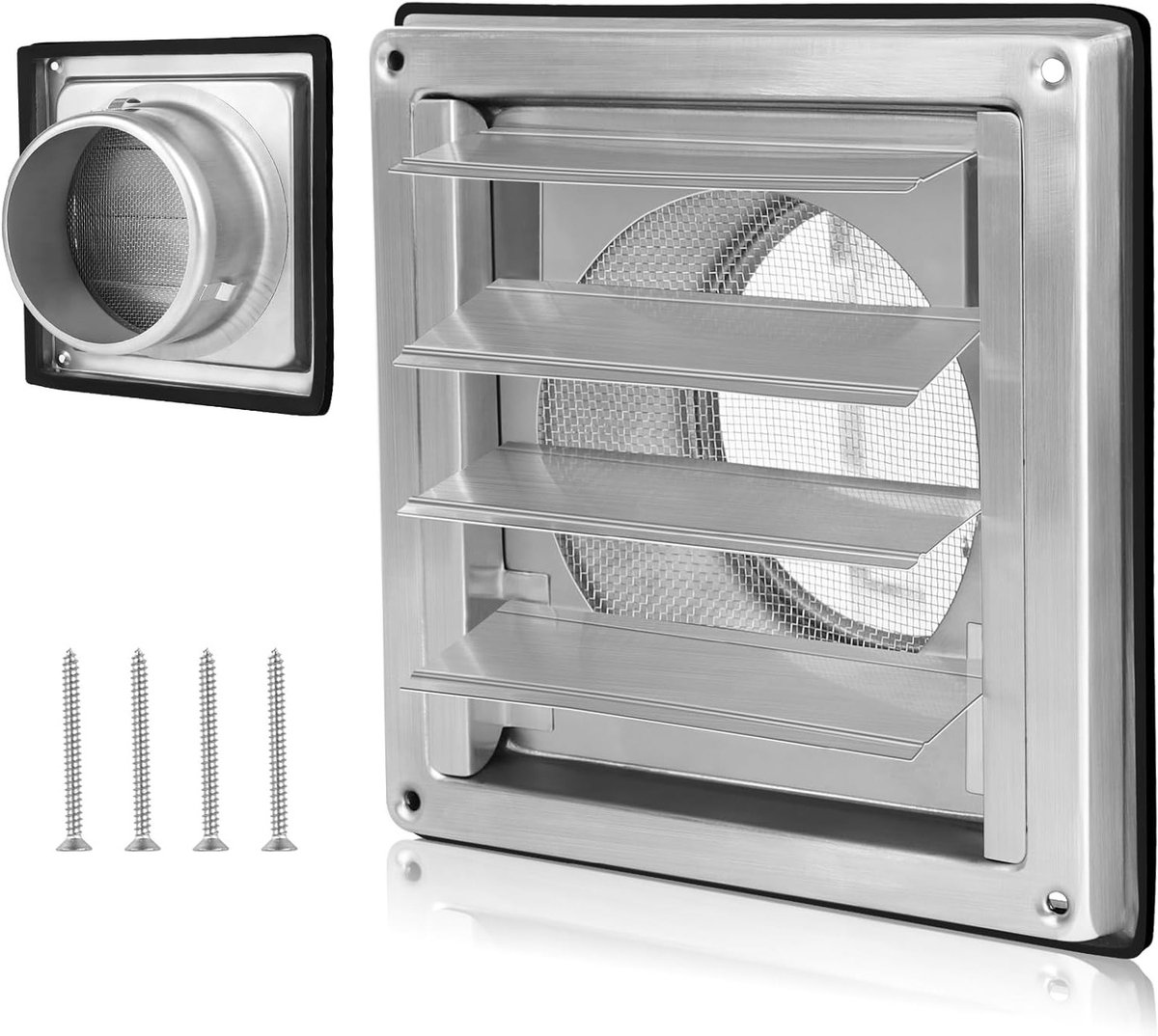 Ventilatierooster Ø125 mm met insectenbescherming, roestvrij staal, weerbestendig, geschik