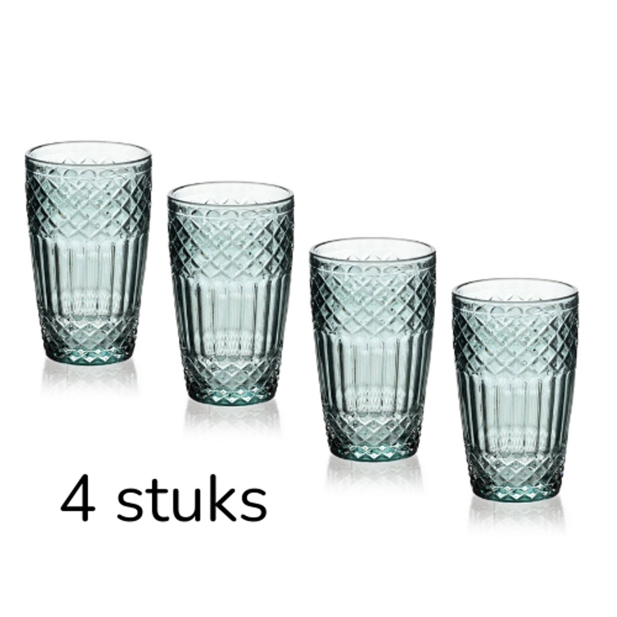 She life style - Ella Green - Set van 4 glazen - 370 ml - 8 x 6 x 12cm - 4 stuks