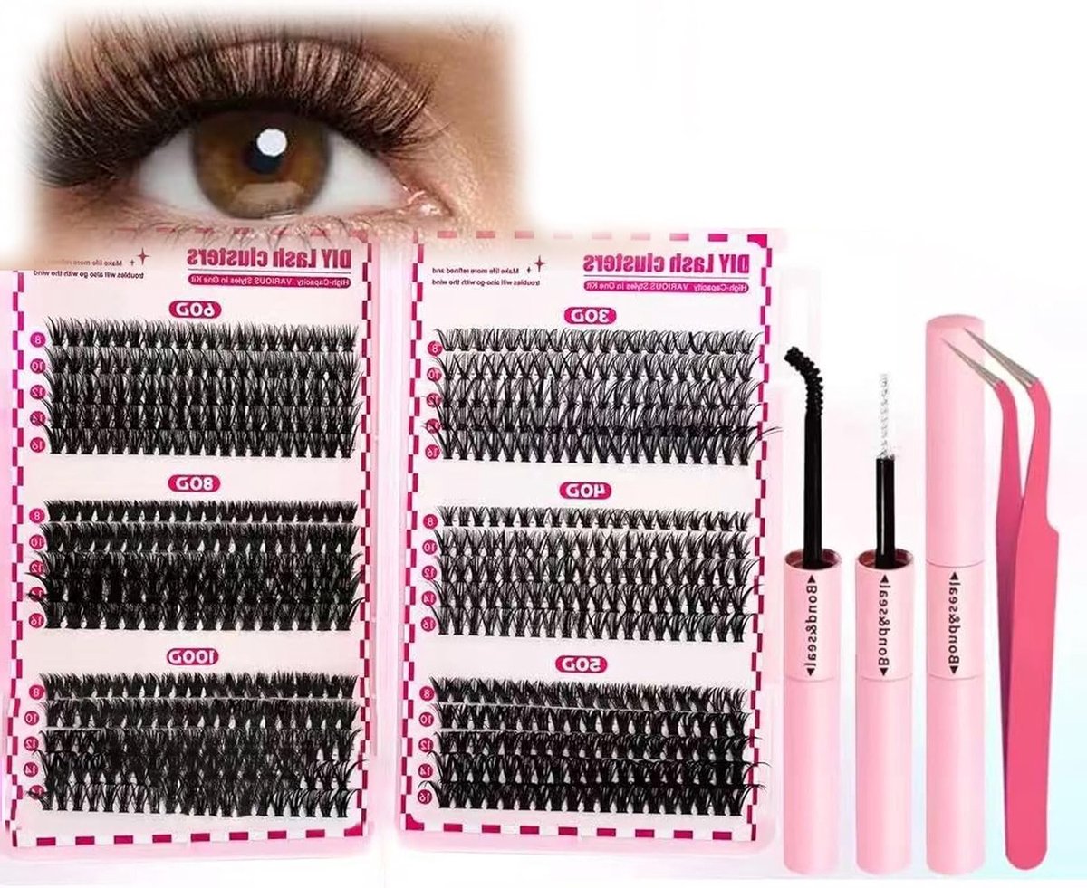 Fluffy Wimperextensions Set met 600 Stuks - Russische D Curl Cluster en Individuele Wimpers, 30D-100D (8-16 mm) voor Professionele Wimperstylisten en Make-up Artists