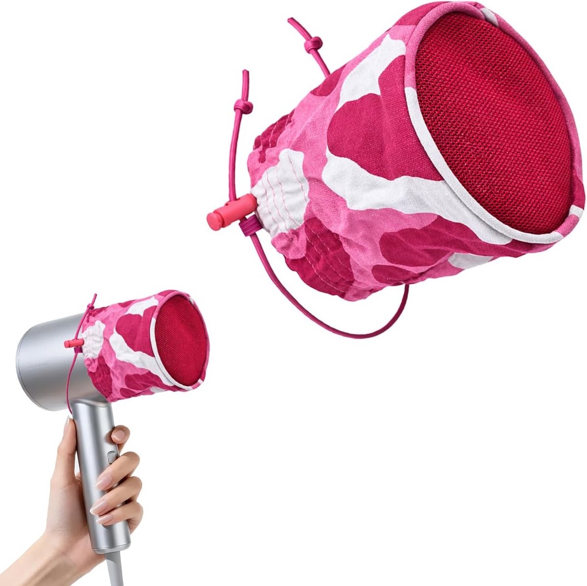 Universele Diffusor Opzetstuk voor Haardrogers | Draagbaar, Opvouwbaar en Hittebestendig voor Perfecte Krullen en Volume (Roze-Rood)