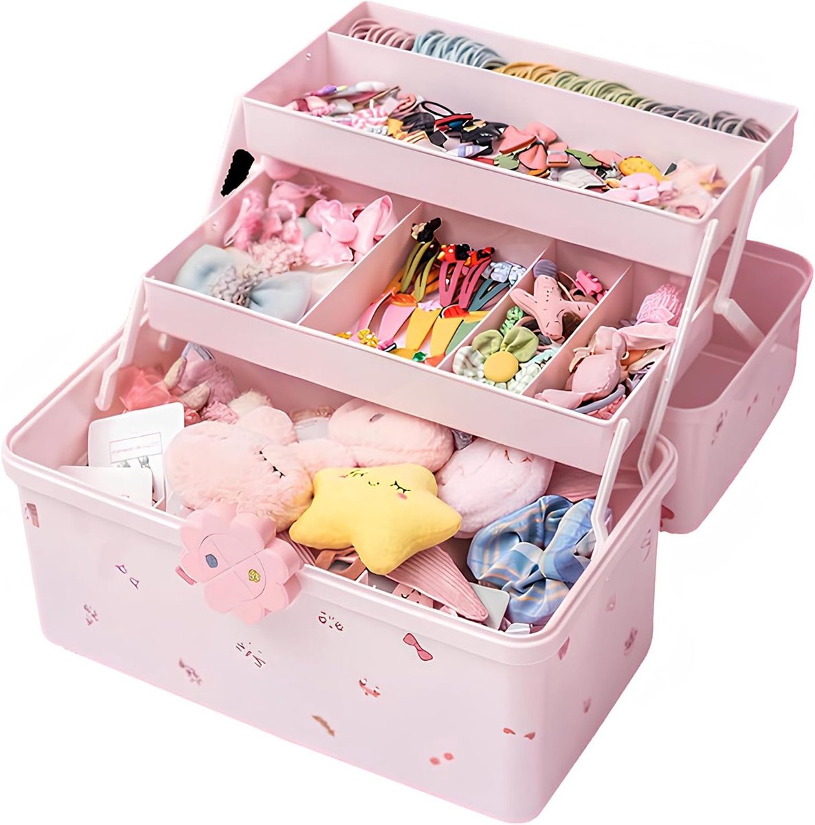 Opbergdoos voor Haaraccessoires in Roze voor Meisjes en Kinderen - Perfecte Organizer voor Haarspelden, Elastiekjes en Kammen