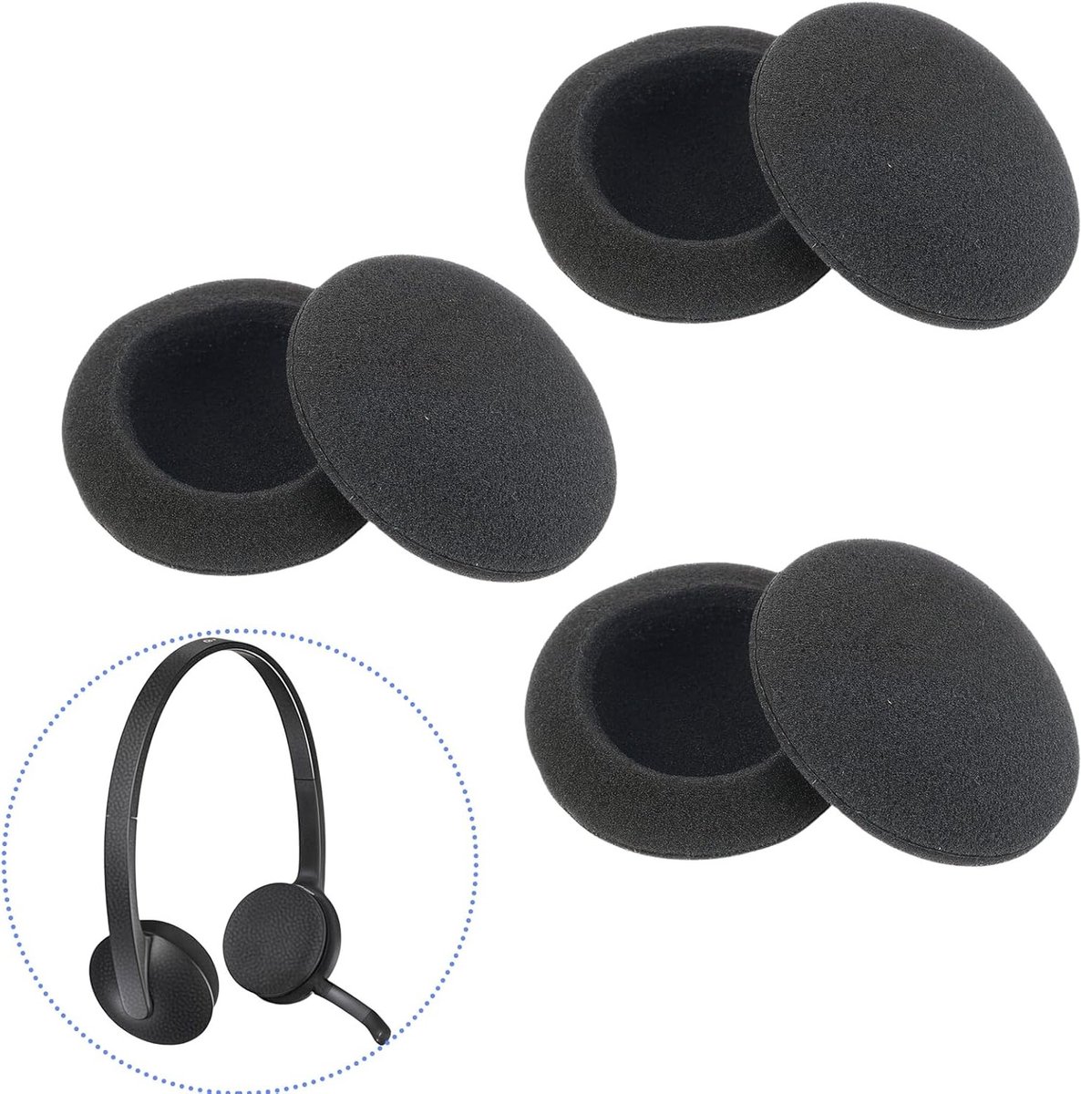 Set van 6 Vervangende Oorkussens voor Hoofdtelefoons, Ademend Schuimrubber Geschikt voor PC en Meer, Comfortabel en Duurzaam