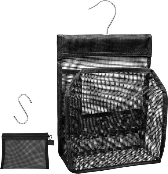 Draagbare Douche Organizer met Haken en Mesh Make-up Tas Set, Sneldrogende Peg Bag voor Badkamer, Studentenhuis, Gym en Reizen