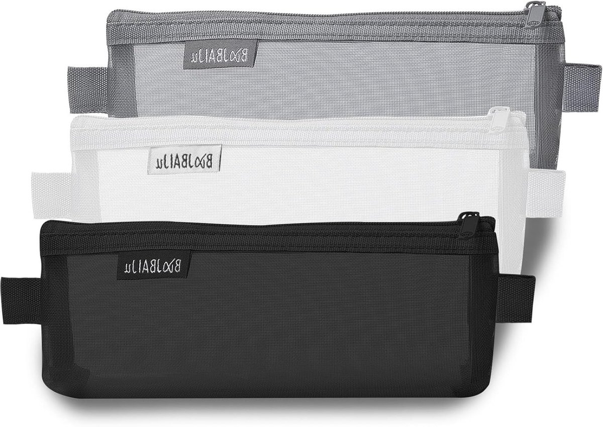Set van 3 Transparante Mesh Pennenhouders met Rits - Ideaal voor School, Kantoor en Reizen - Multicolor en Modern Ontwerp