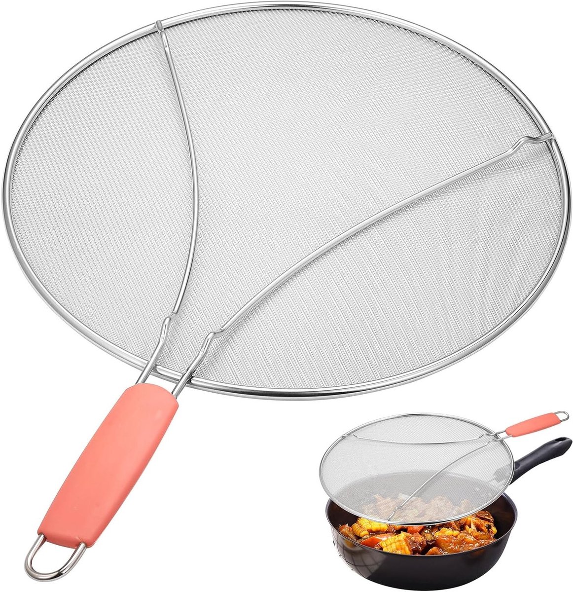 RVS Spatdeksel voor Pannen 32,8 cm - Universele Keuken Accessoire tegen Vetspatten, Deksel voor Kookpotten en Casseroles