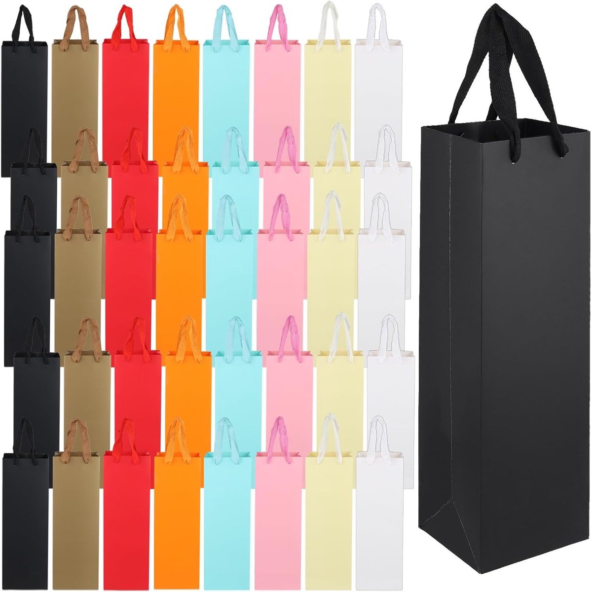 Kleurrijke Wijnfles Tassen met Handvatten - 40 Stuks voor Cadeaus, Verjaardagen en Bruiloften - 11x9x35cm