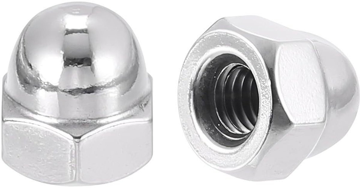 Set van 5 Hoge Dome Moeren voor Schroefdraad - Hexagonale Cap Nuts van 304 RVS voor M12 Schroeven en Draadstangen, Duurzaam en Corrosiebestendig