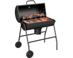 Premie Houtskool Barbecue - Smoker Barbecue - Houtskoolgrill - met Deksel, Thermometer, Wielen & Onderstel - BBQ voor Kamperen, Buiten, Tuin - 95 x 71,5 x 102 cm - Zwart