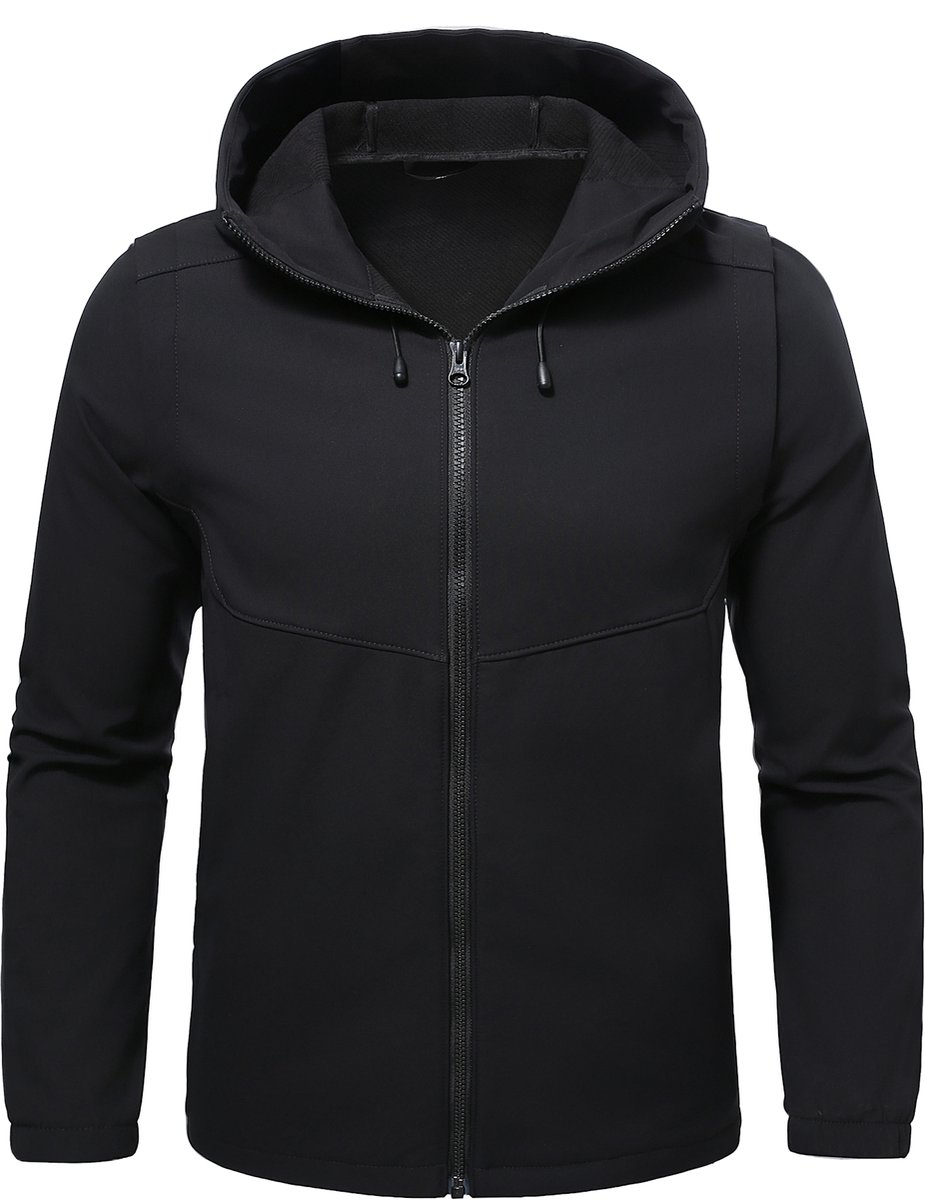 YOUTHUP Heren Capuchon Outdoorjas Fleecevoering – Afneembare Mouwen S Zwart