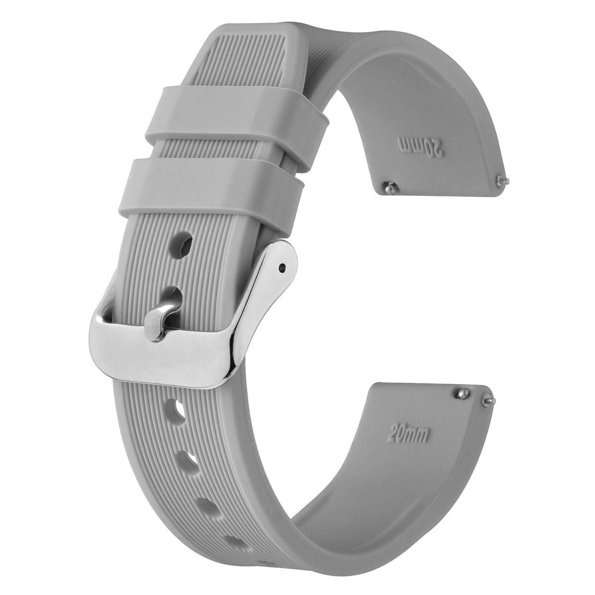 Virtubuy - Silicone Watch Strap - Quick Release Rubber Band - Lichtgrijs - Vervangband voor Horloge - Geschikt voor Mannen en Vrouwen