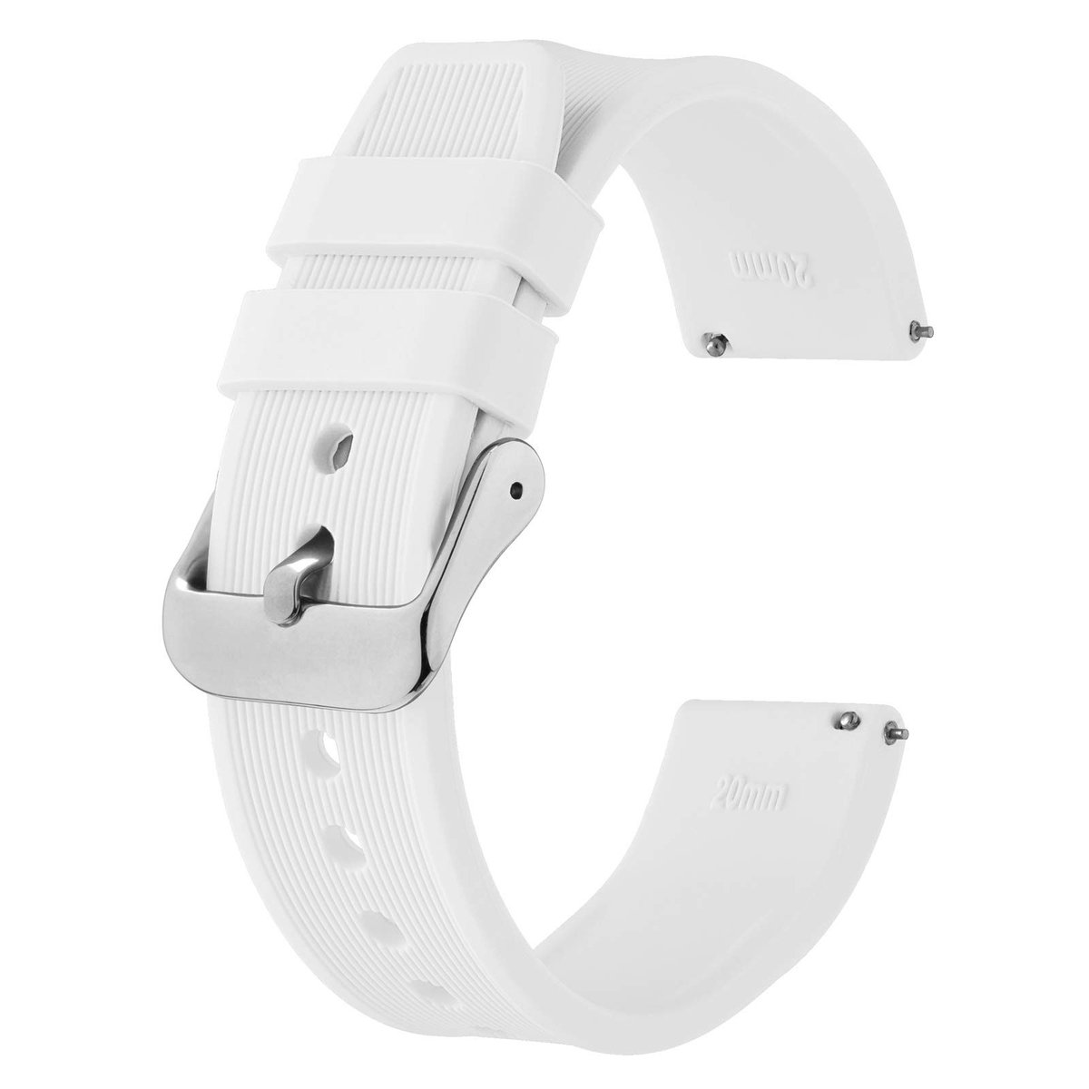 Virtubuy - Silicone Watch Strap - Quick Release Band - Comfortabel - Wit - Vervangband voor Horloge - Geschikt voor Mannen en Vrouwen - 18mm 20mm