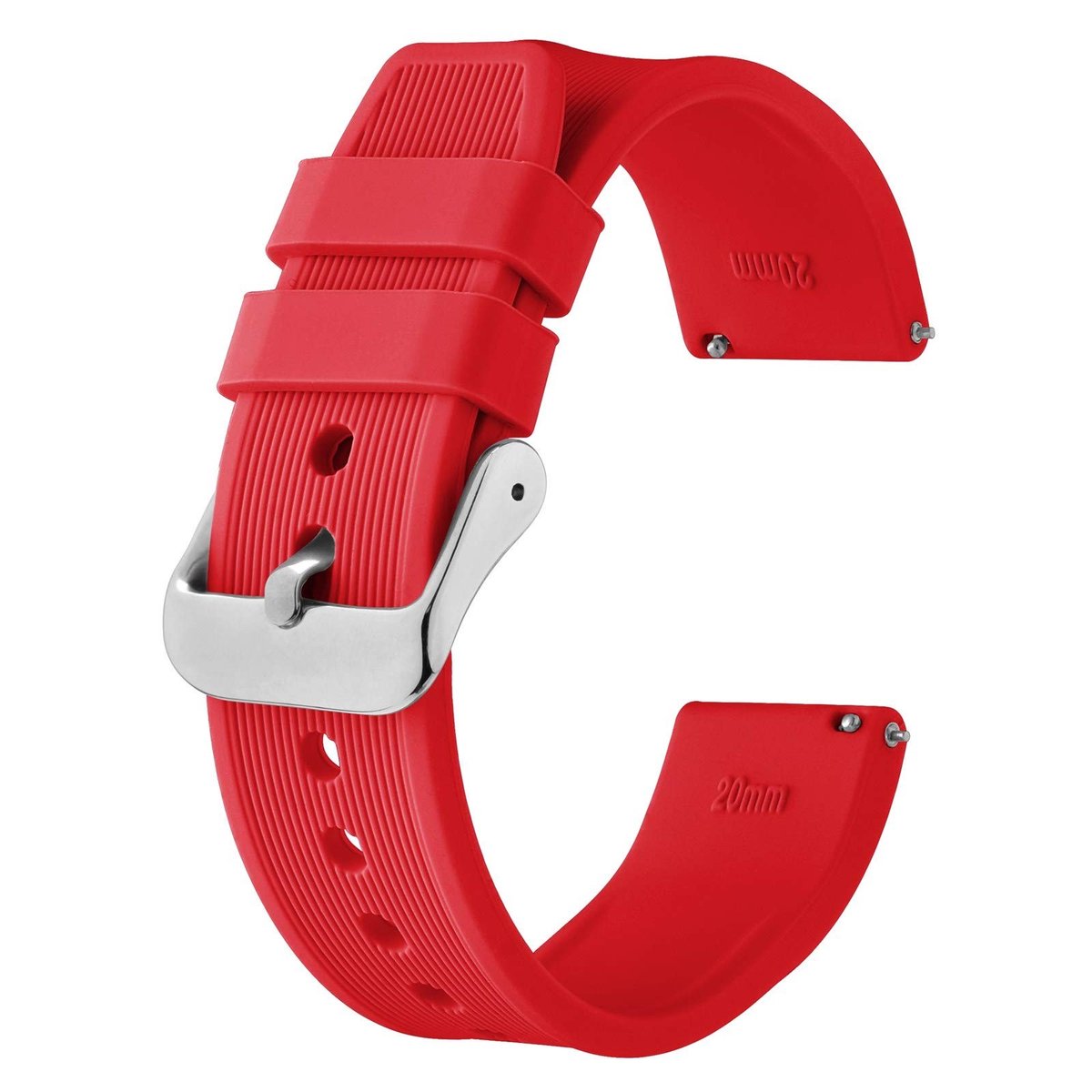 Virtubuy - Silicone Watch Strap - Quick Release - Comfortabel en duurzaam - Rood - Vervangband voor horloge - Geschikt voor zowel mannen als vrouwen