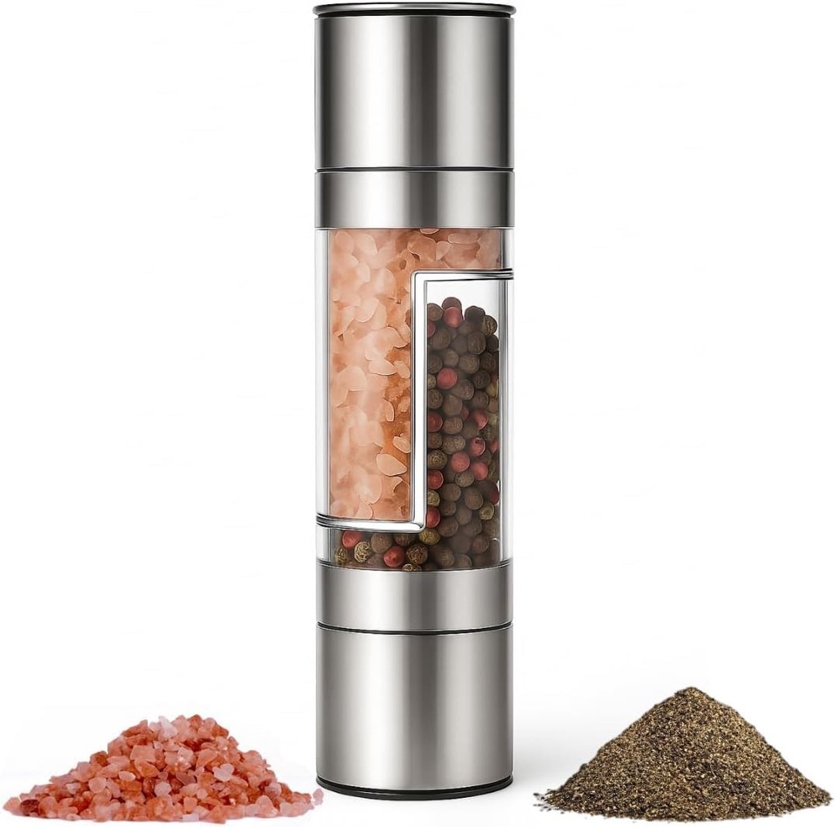 Handmatige peper- en zeezout maalfles van roestvrij staal - Two-in-one style