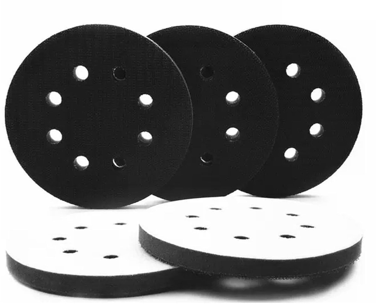 NTHProducts - Set van 4 Soft Sponge Schuurpads - 125mm - Schokabsorberend - Geluidsreductie - Ideaal voor Schuren - Geschikt voor Pneumatische en Elekt...