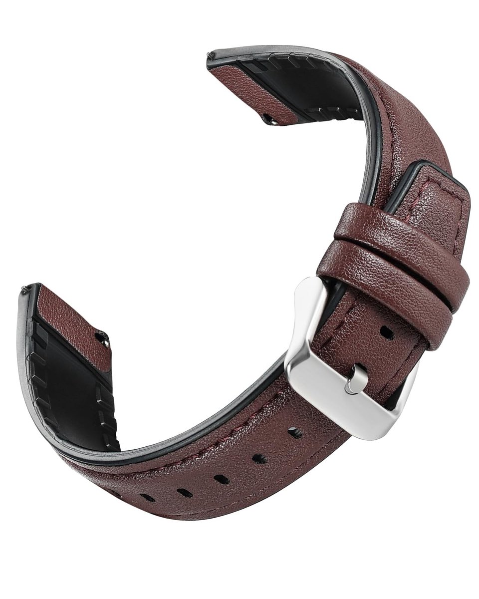 NTHProducts - Quick Release Horlogeband - Vervangende Silicone Lederen Strap - Bruin - Geschikt voor Smartwatch en Polshorloge - Comfortabel en Stijlvol