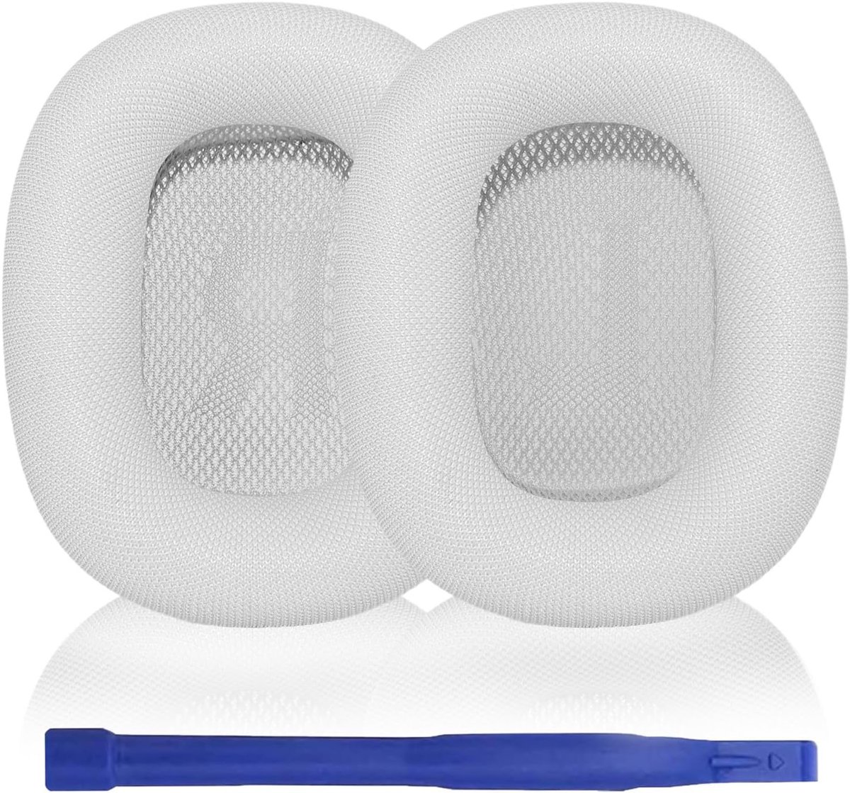 Comfortabele vervangende oorkussens voor AirPods Max 2 - Mesh en elastisch traagschuim voor optimale geluidskwaliteit en draagcomfort (zilver wit)