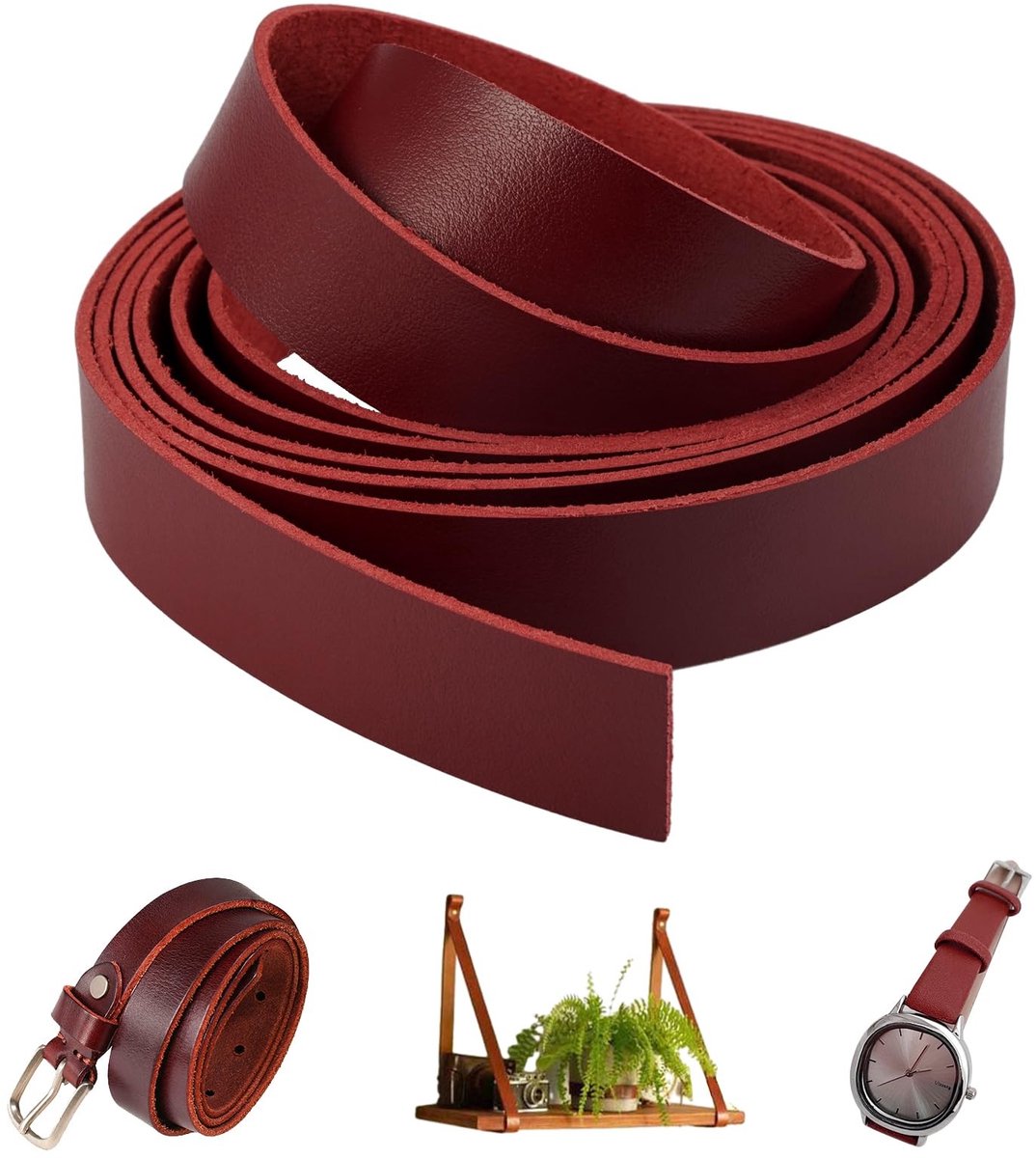 Allecto - Platte lederen riem - Leren band voor DIY-gordels - 2 cm breed - Duurzaam leer - Sterke lederen strip - Geschikt voor huisdieren en acces...