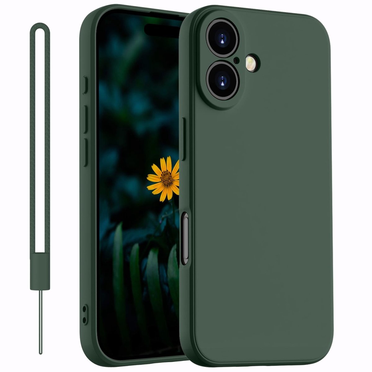 MTTProducts - Silicone Case - iPhone 16 - Dun met Microfiber - Groen - Camera Bescherming - Schokbestendige en Kr scratchbestendig - Geschikt voor iPho...