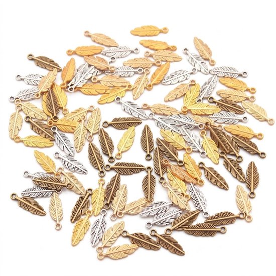 Breloques couleur or, argent, bronze, set de pendentifs feuilles, fabrication de bijoux, femmes, hommes, mini charms feuille en métal pour collier, bracelet, boucles d'oreilles, porte-clés DIY