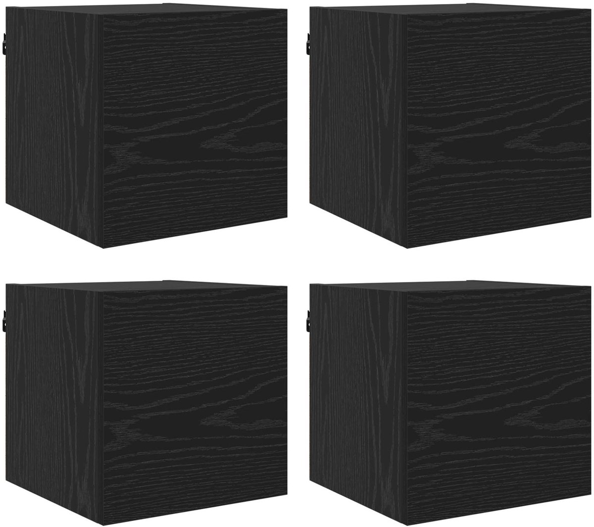 vidaXL - Wandgemonteerde - TV-kast - 4 - pcs - Zwart - eiken - 30,5 - x - 30 - x - 30 - cm