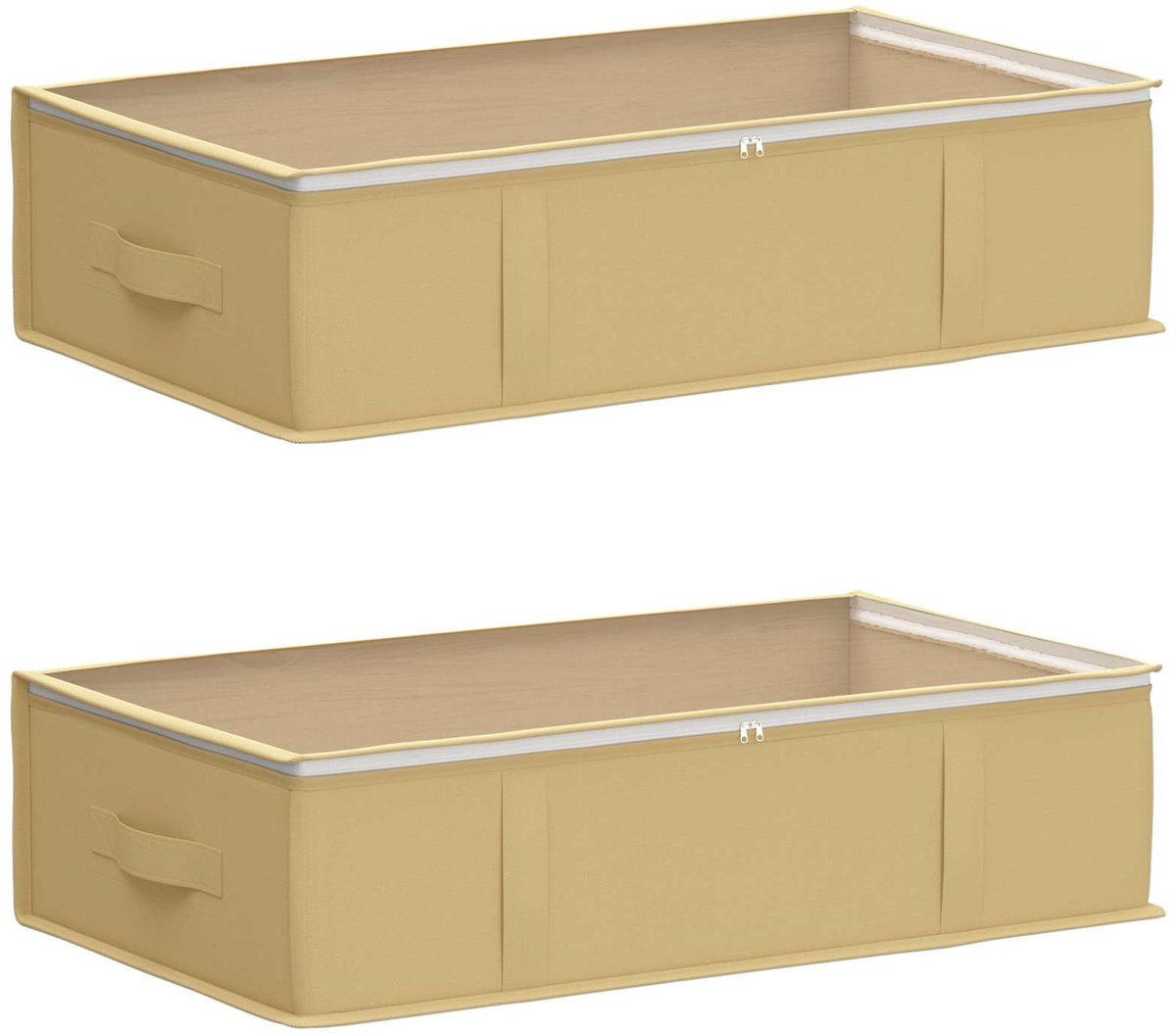 vidaXL - Opbergdoos - met - transparant - bovenraam - 2 - pcs - Crèmekleurig