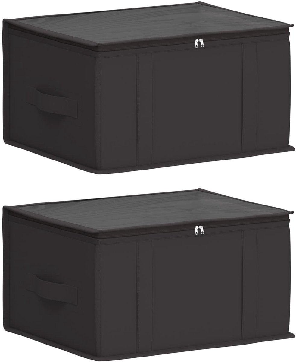 vidaXL - Opbergdoos - met - transparant - bovenraam - 2 - pcs - Antracietkleurig
