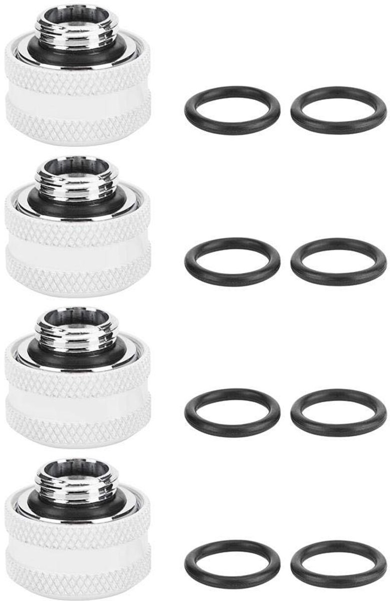 ONF3 - Water cooling fitting - 16mm - Hoge kwaliteit - Wit - Waterkoeling - Geschikt voor gaming-pc - 4 stuks