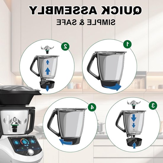 RVS deegmes voor Thermomix TM5 en TM6, ideaal voor deegmixen, eenvoudig schoonmaken en vervangonderdelen — afbeelding 3