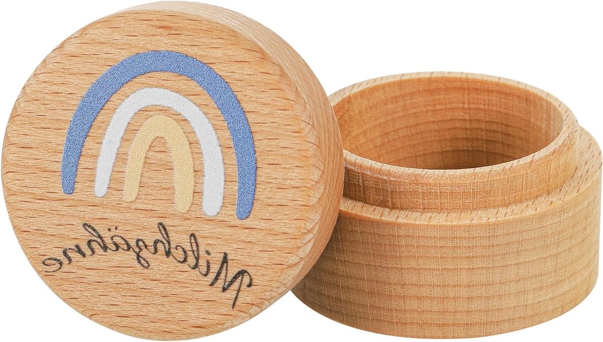 Houten Tanden Doosje met Regenboogpatroon voor het Bewaren van Melktanden, Schattige Verlies Tanden Houder, Perfecte Verjaardagscadeaus voor Jongens en Meisjes