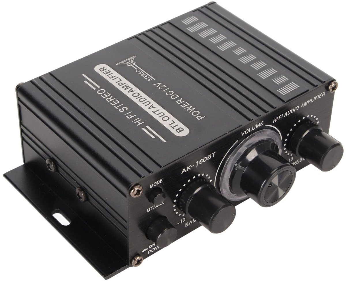 Allecto - Bluetooth 5.0 vermogensversterker - 200 W stereo-audioversterker - Mini hi-fi klasse D - Geïntegreerde versterker - Passieve luidsprekers...