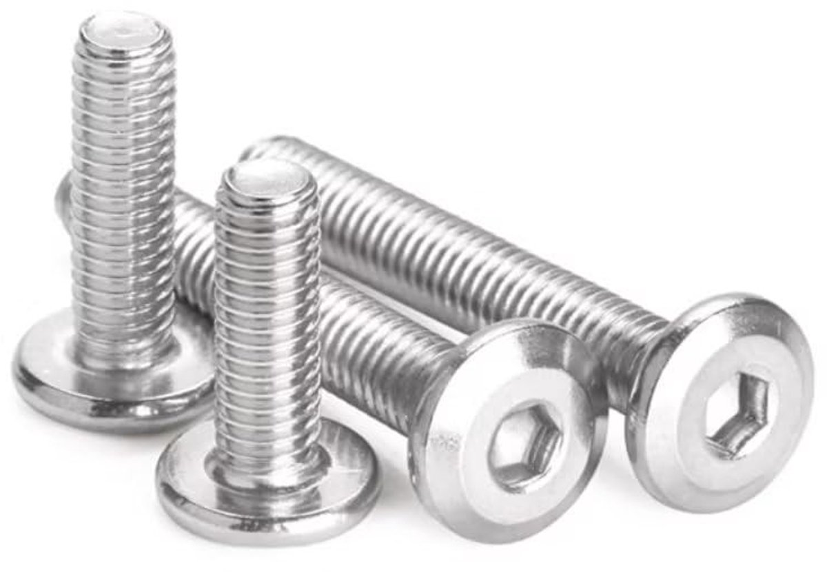 Allecto - Meubilair Inbusschroeven - Roestvrij staal - 30 stuks - M5x8mm - Platte ronde kop - Machineschroeven - Geschikt voor diverse toepassingen