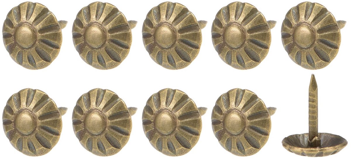 Allecto - Bekleding punaises - Duim schuiven pinnen - Retro ijzeren bloem patroon - 50 stuks - Geschikt voor meubelreparatie - Brons tint