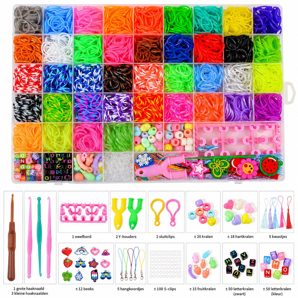 Joyage Armbandjes maken meisjes – 40 kleuren - Loombandjes set - Armbandjes maken kind knutselpakket meisjes speelgoed meisje 6 jaar 7 jaar 8 jaar 9 jaar Knutselen bracelet making kit Sieraden maken meisjes Armbanden maken kinderen knutselen meisjes — afbeelding 4