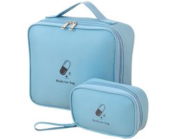 Medicijnorganizer – 2 stuks – Medische Noodset – Lege EHBO-set – EHBO-set voor thuis – Reisdoosje voor pillen – Medicijndoos – Draagbare medicijnopberger – Opbergtasje – Medicijnorganizer voor outdoor en reizen – 25 x 19 x 22 cm + 17 x 6 x 11 cm