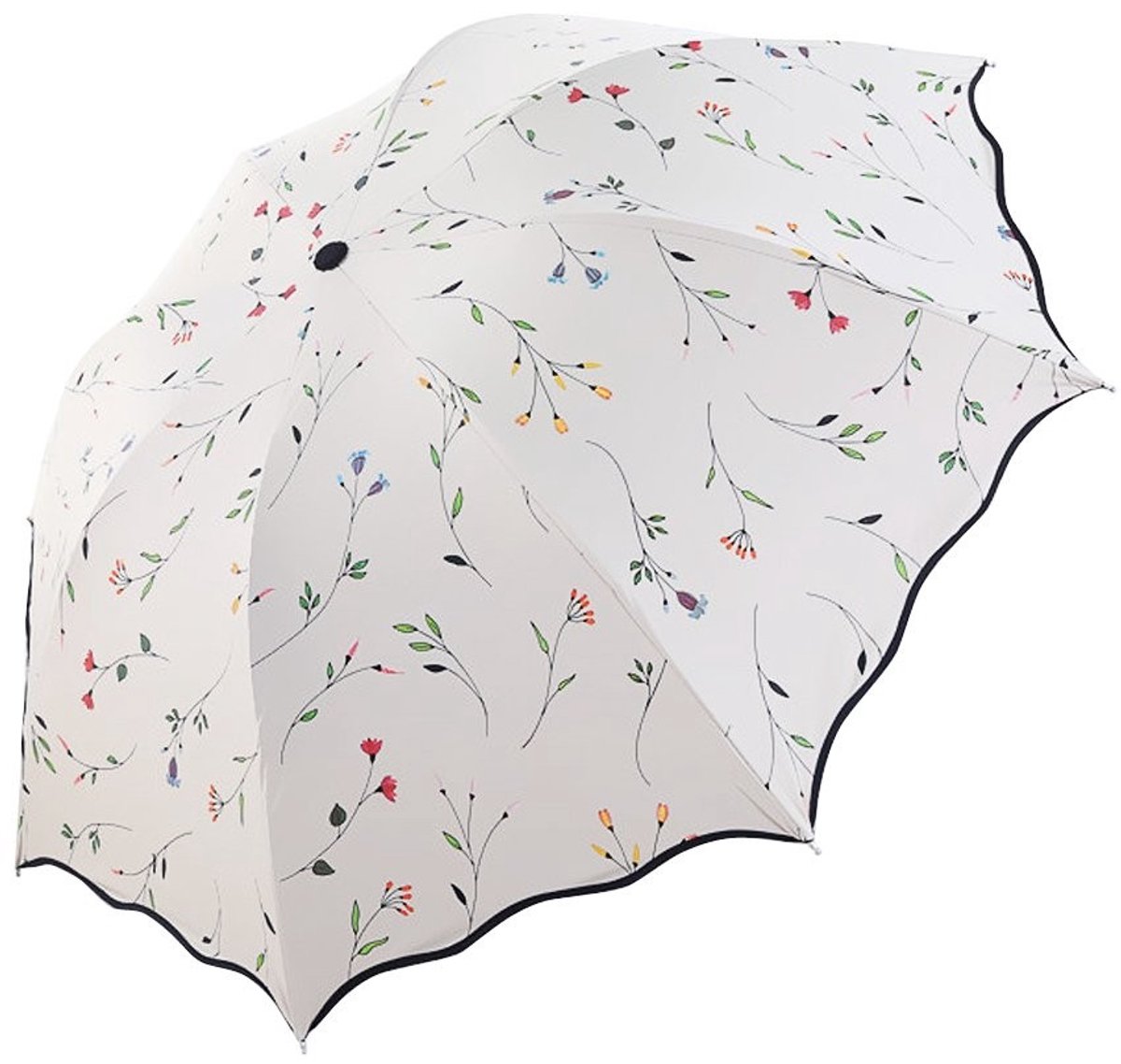 Allecto - Vouwbare Parasol - UV Bescherming - Compact - Zwart - Ideaal voor Buiten - Inclusief Opbergtas - Geschikt voor Vrouwen en Meisjes