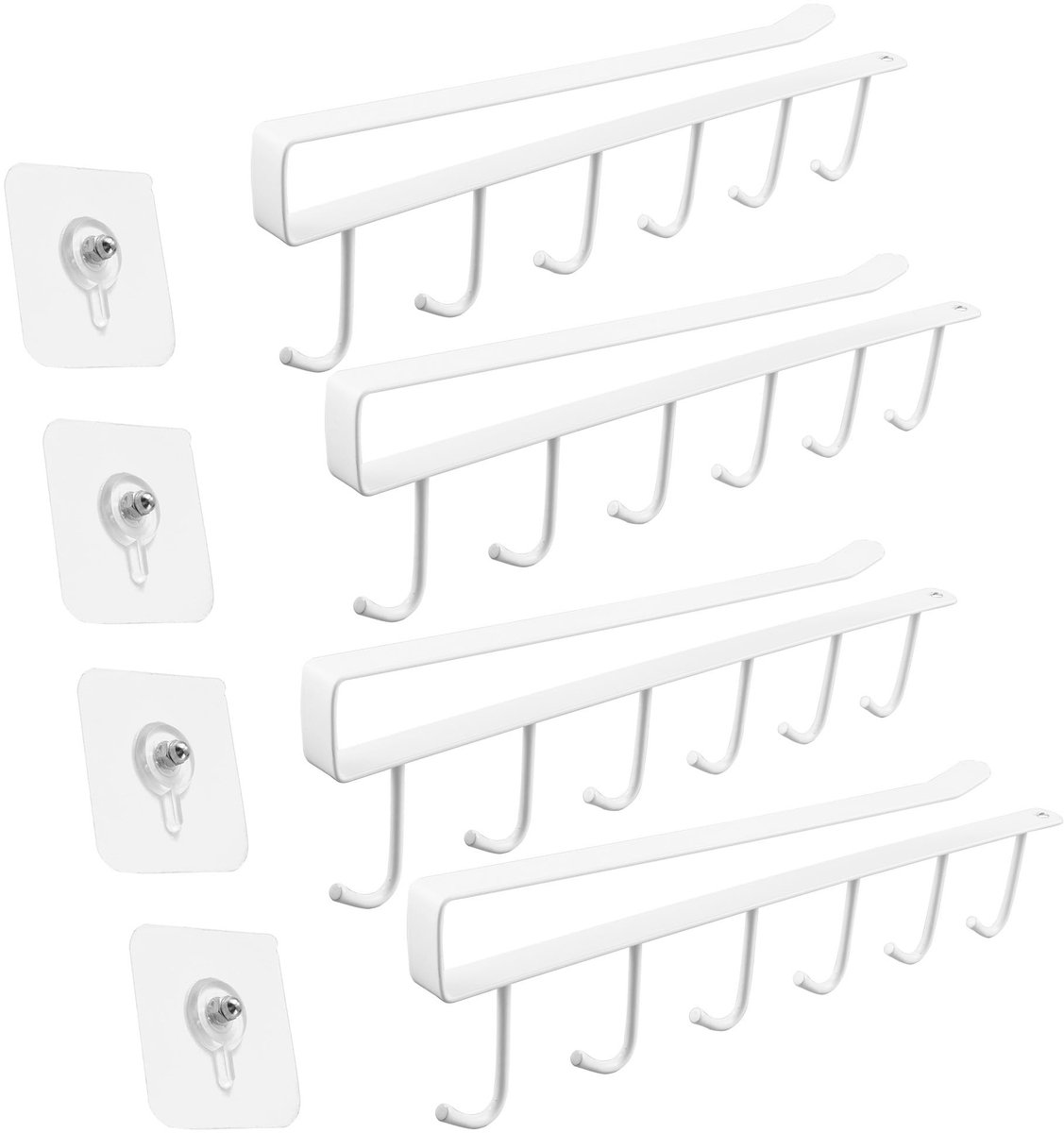 Allecto - Cup Holders - Opberghaken - Geen boren nodig - Zwart - Voor glazen en mokken - Ideaal voor keuken en woonkamer - Inclusief zelfklevende s...
