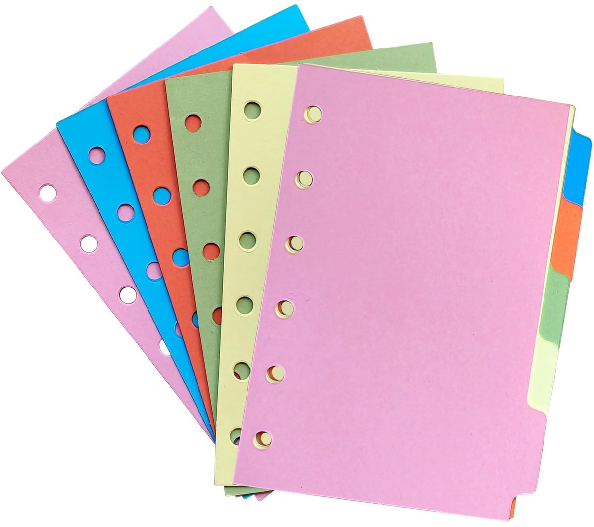 Allecto - 6-Ring File Dividers - Paper File Dividers - Duurzaam - A7 Formaat - Kleurenset - Organiseer je schoolvakken - 5 Tabs