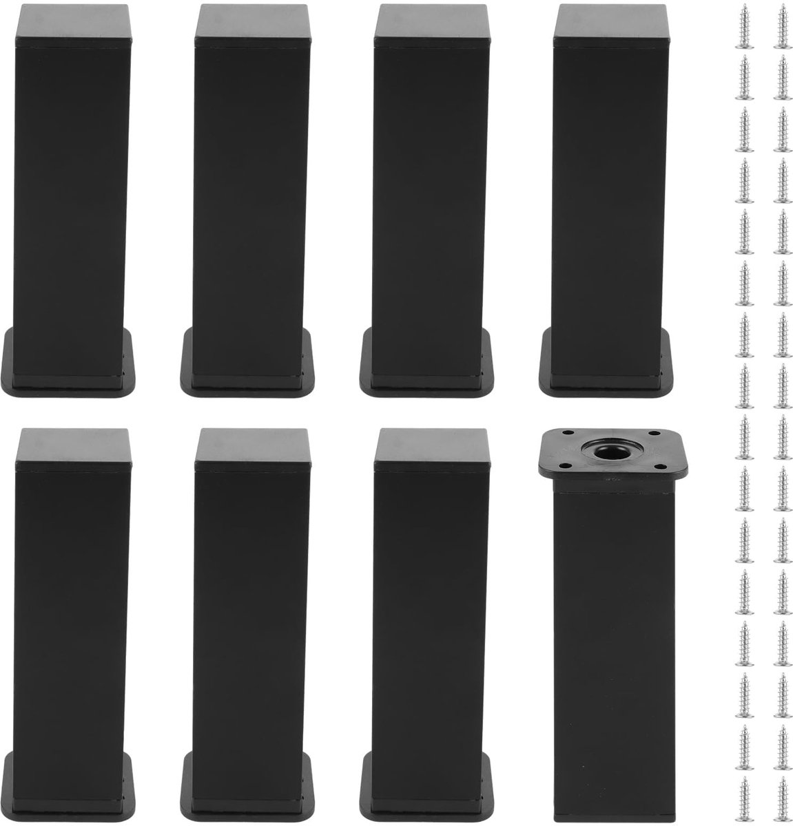 Allecto - Meubelpoten - Zwarte Furniture Legs - Verstelbaar en Robuust - 15 cm - Aluminium Leggen - Geschikt voor Meubels - Set van 8