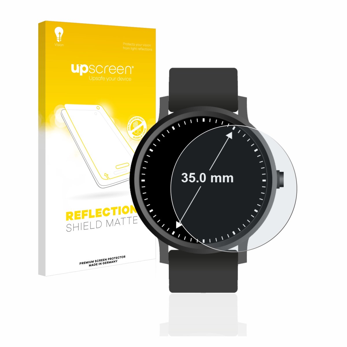 upscreen - Screenprotector voor Horloges (Rond, ø: 35 mm) - Folie Beschermfolie anti glare matte