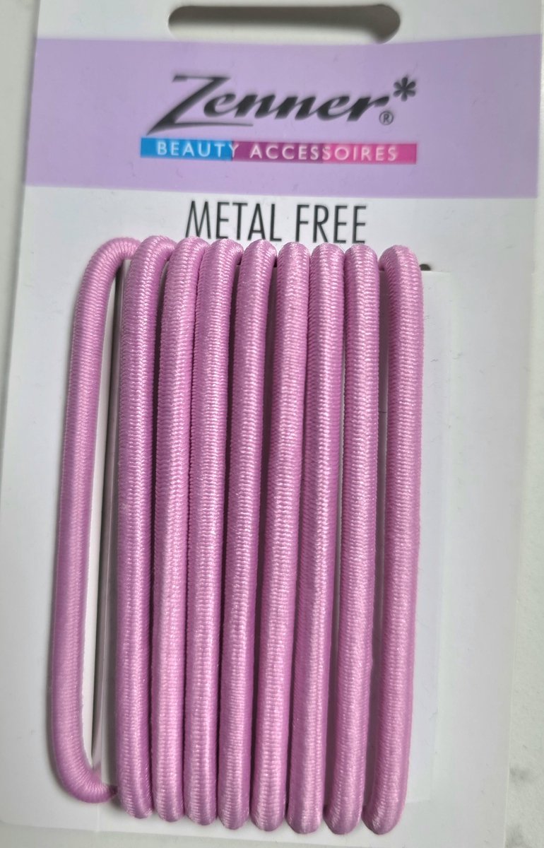 Zenner 9 haarelastieken metalfree - haarelastiekjes metaalvrij - roze - medium 4mm dik