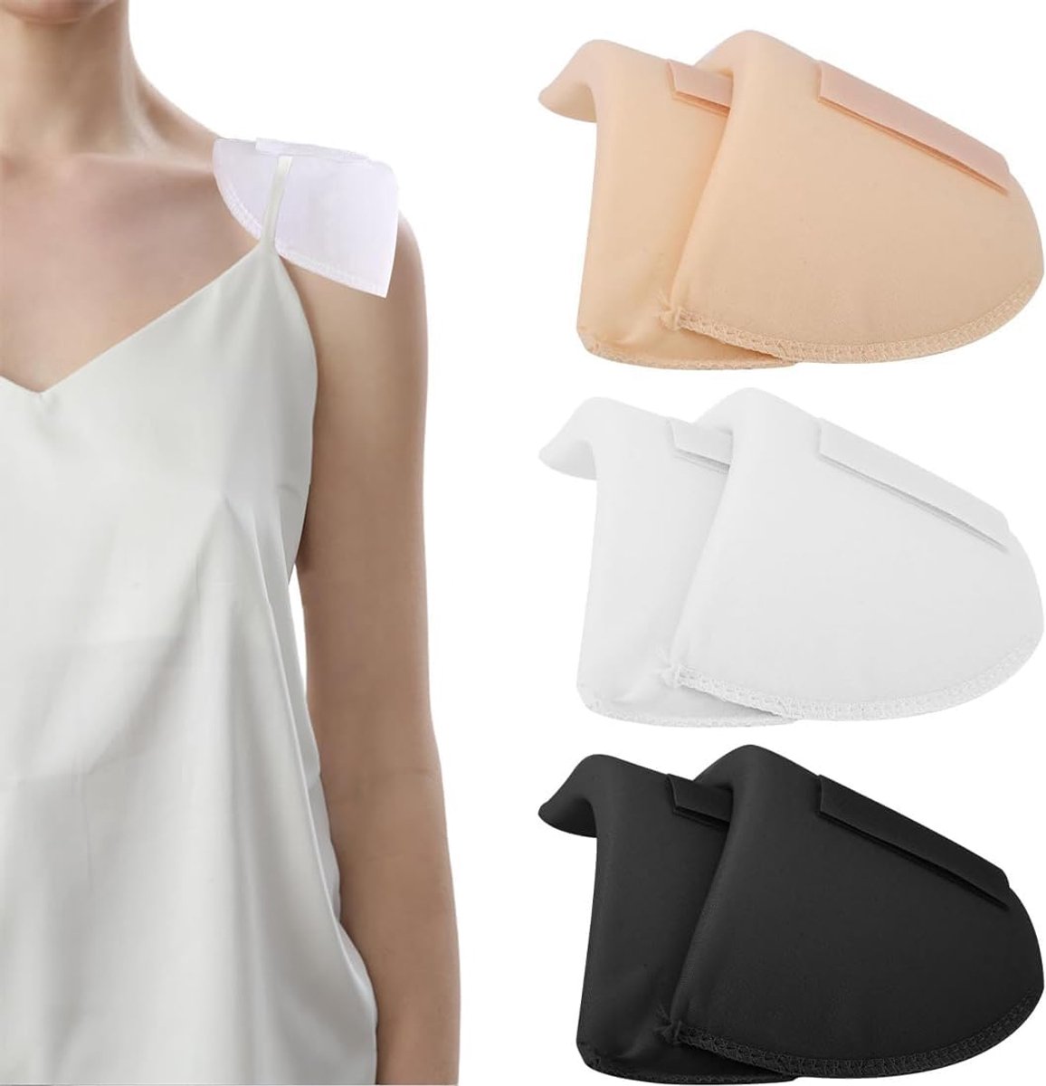 Schouder - 3 stuks schoudervullingen - voor dames en heren - inzetbare schoudervullingen herbruikbaar - antislip schuim schoudervullingen met klittenband - spons naai-schoudervullingen - Schouder pads - Zachte met schuim beklede - voor blazers