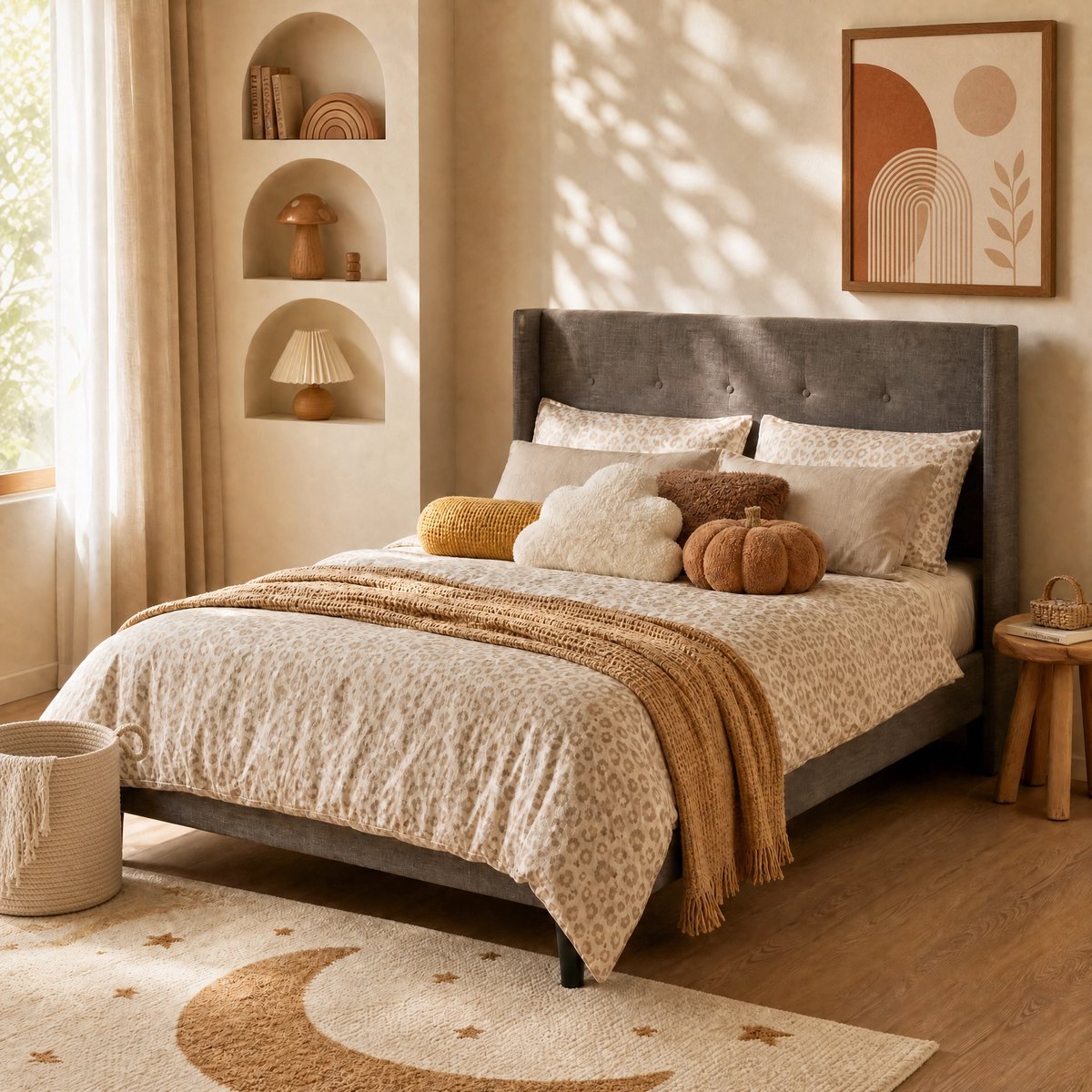 Bealife AF15 Bedframe - 200 x 120 cm - Gestoffeerd Hoofdbord - Donker Grijs