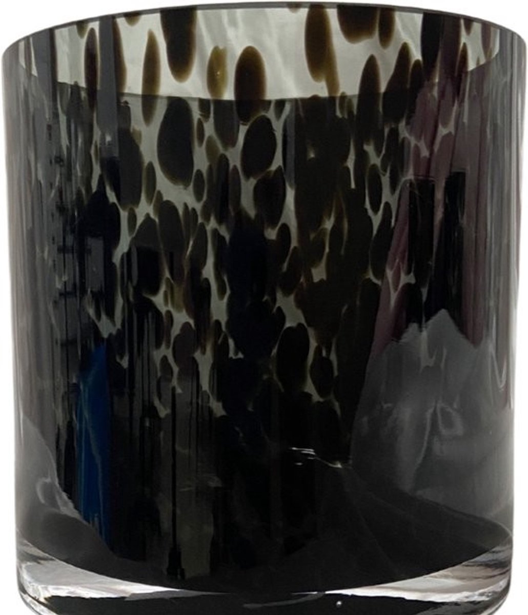 Vaas Celtic Grey Cheetah | Koker | waxinelichthouder | 12,5 x 12,5 cm | Mondgeblazen glas
