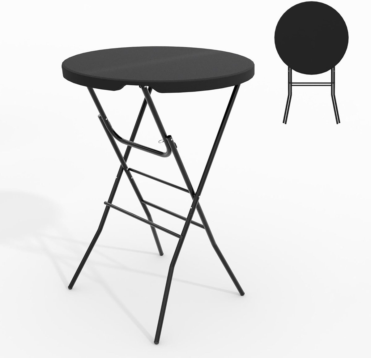 Ronde Statafel - Inklapbare Bartafel - Partytafel voor Binnen en Buiten - Hoogte 110 cm - Ø 80 cm - zwart