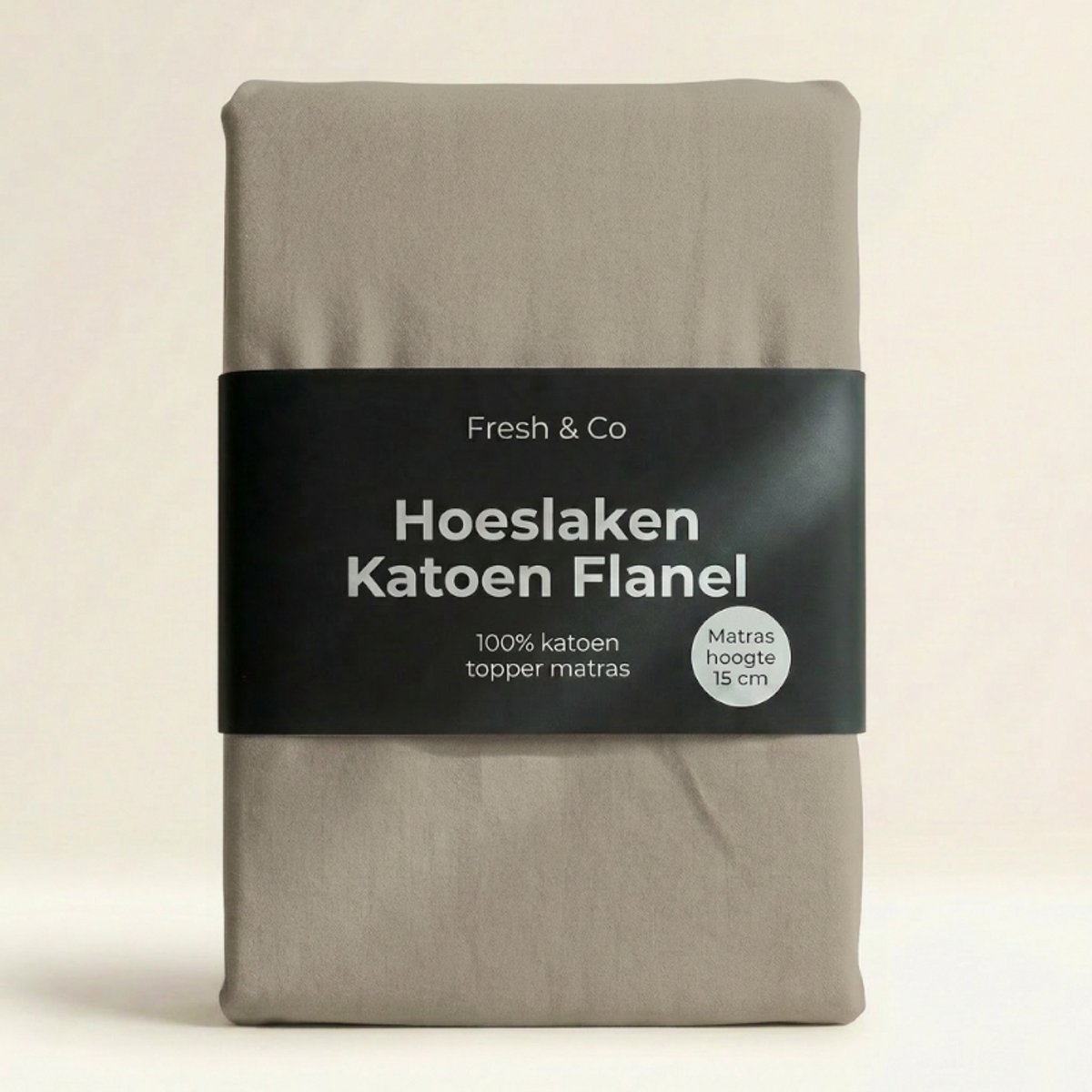 Dekbed-Discounter - Fresh and Co Topper Hoeslaken 180 x 200 cm - Verkoelend Katoen Flanel - Geschikt voor toppers tot 15 cm hoog - Wasbaar op 30 graden - Strijkvrij - Truffel