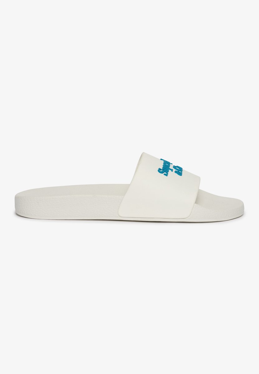 Superdry Company Logo High Build Sliders Normale Pasvorm Heren Slippers Wit