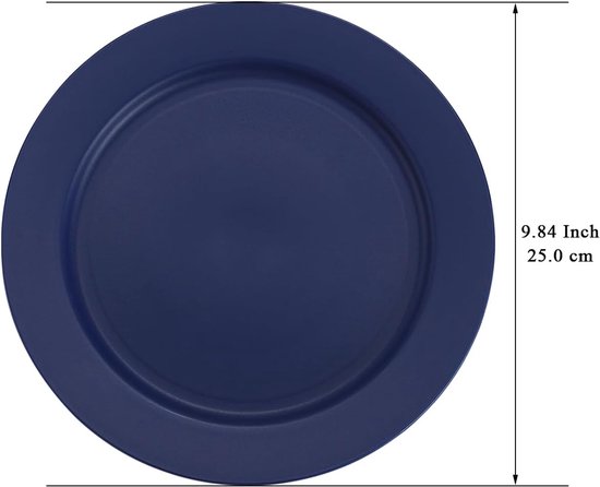 Kunststof Borden Set - 8 Delige Servies - 25 cm Diameter - Onbreekbaar en Vaatwasmachinebestendig - Voor Picknick Camping en Thuisgebruik - Blauw — afbeelding 4